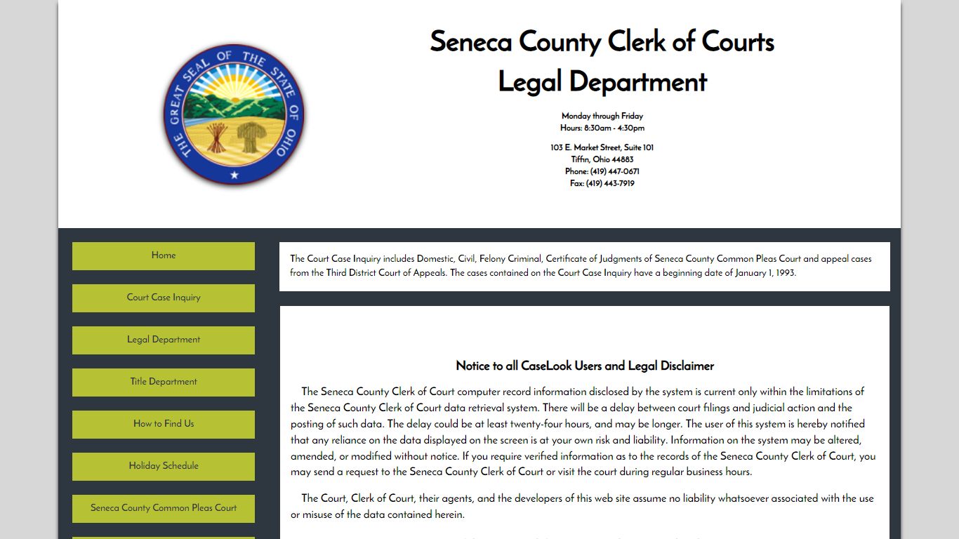 Seneca County Clerk of Court - Record Search