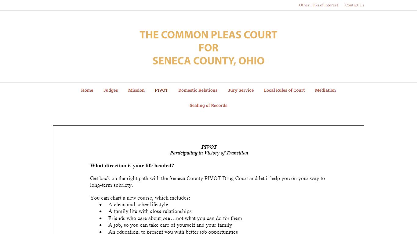 Pivot – Seneca County Common Pleas Court