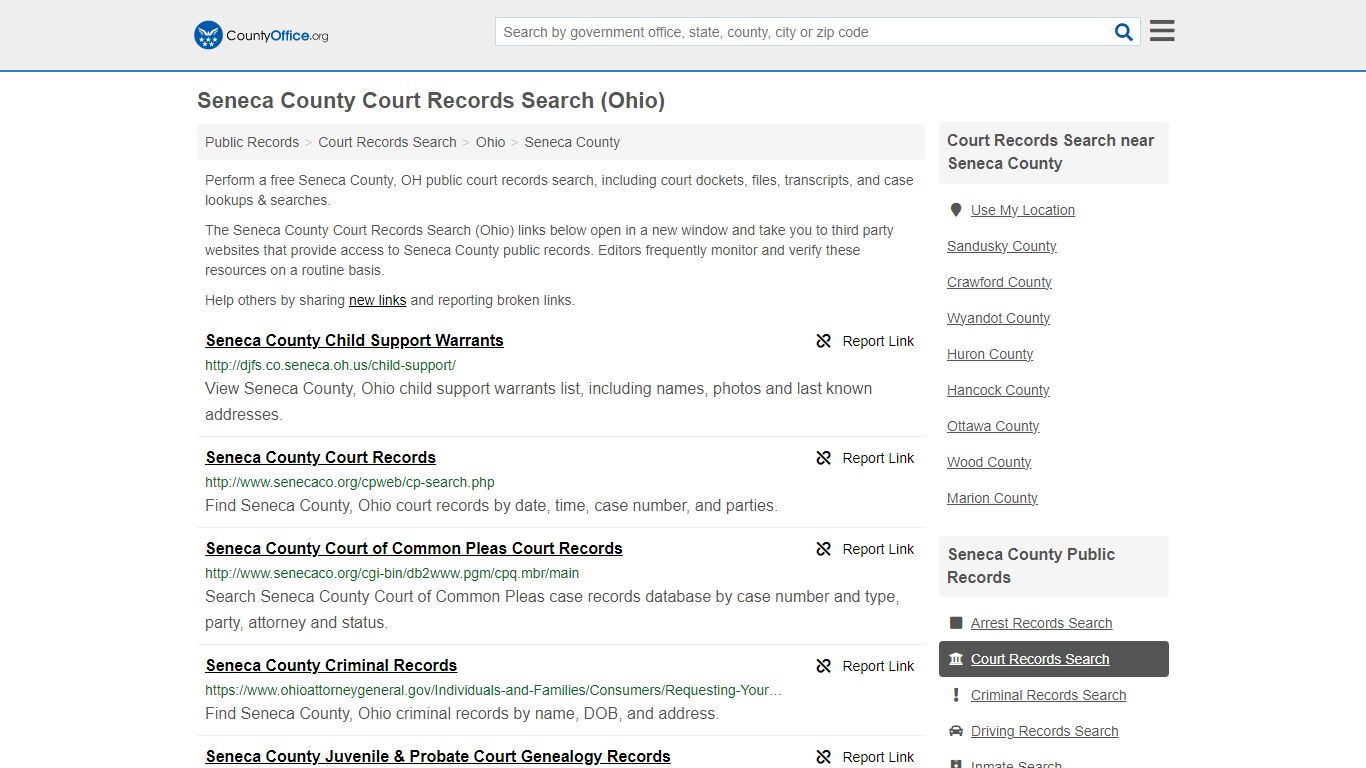 Seneca County Court Records Search (Ohio) - County Office