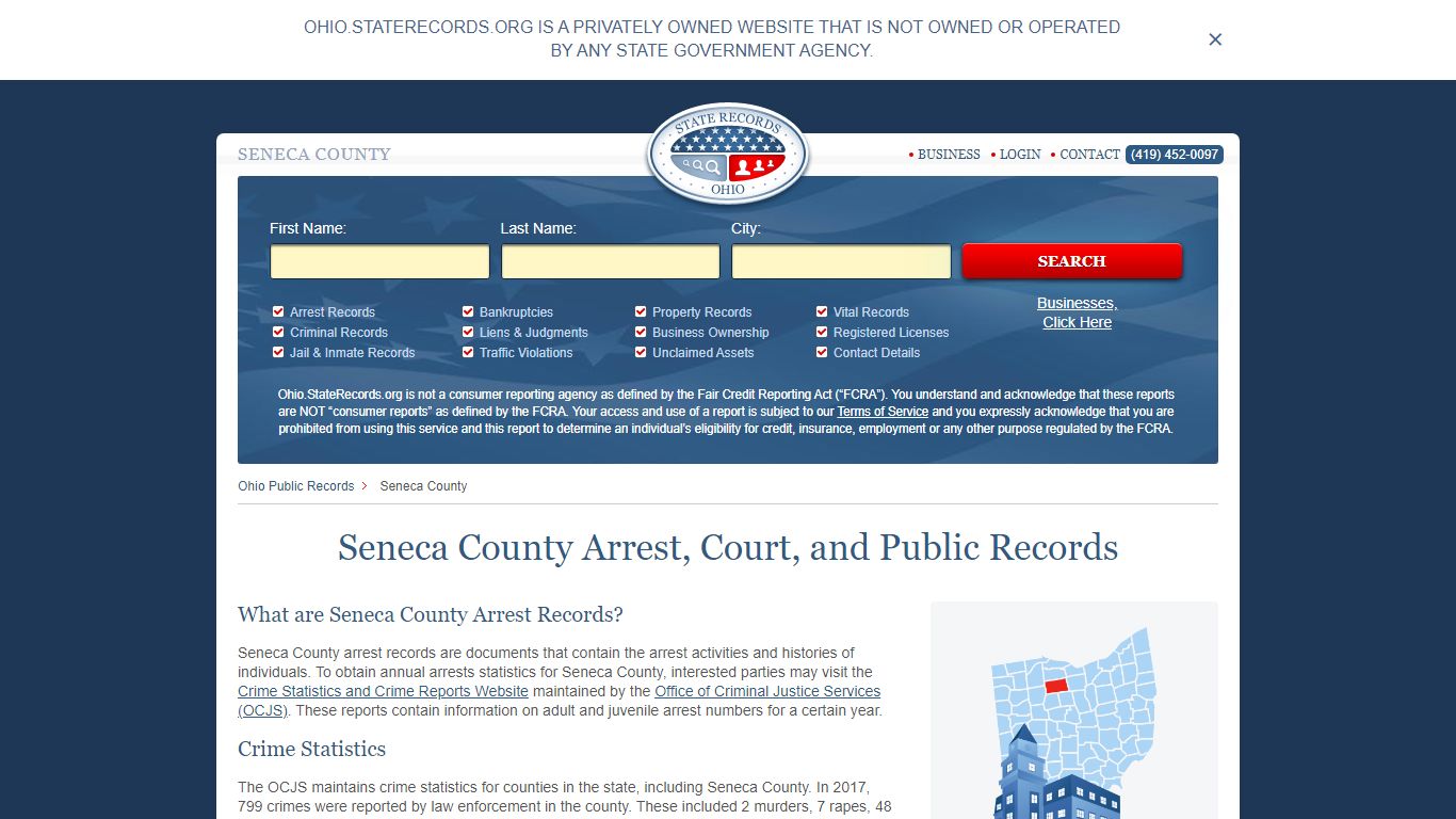 Seneca County Arrest, Court, and Public Records