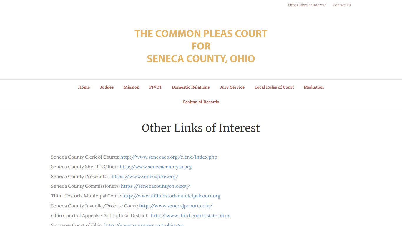 Other Links of Interest – Seneca County Common Pleas Court