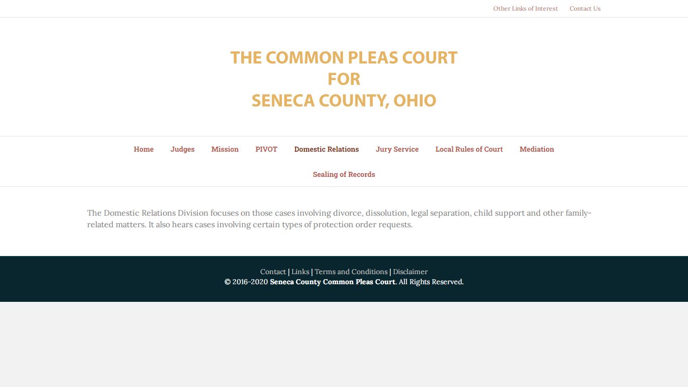 Domestic Relations Division – Seneca County Common Pleas Court